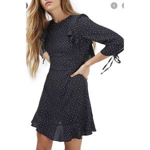 Topshop Dress Star Ruffle Skater Tie Sleeves Light